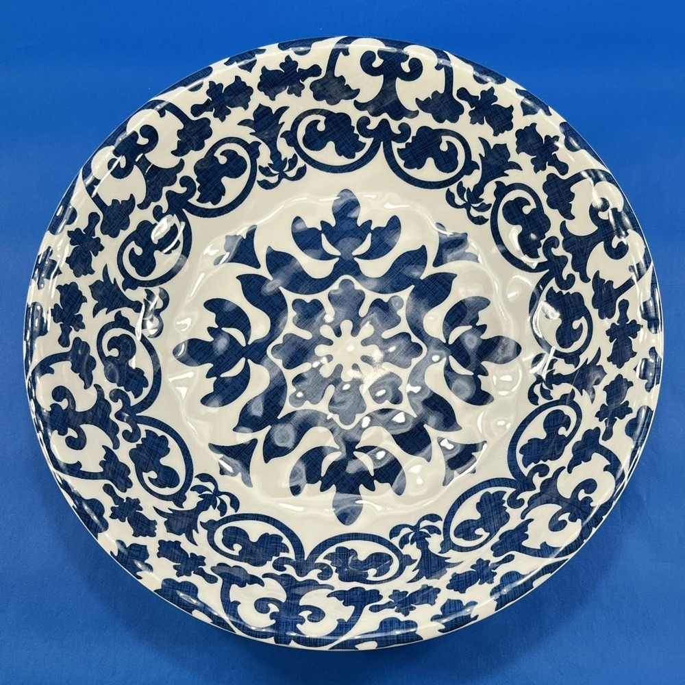 Pier 1 Royal Regal Serving Bowl Blue and White Large Melamine  13 3/4"